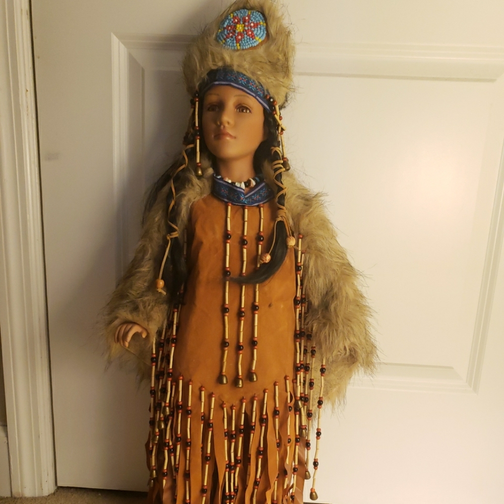 28" tall porcelain native American doll